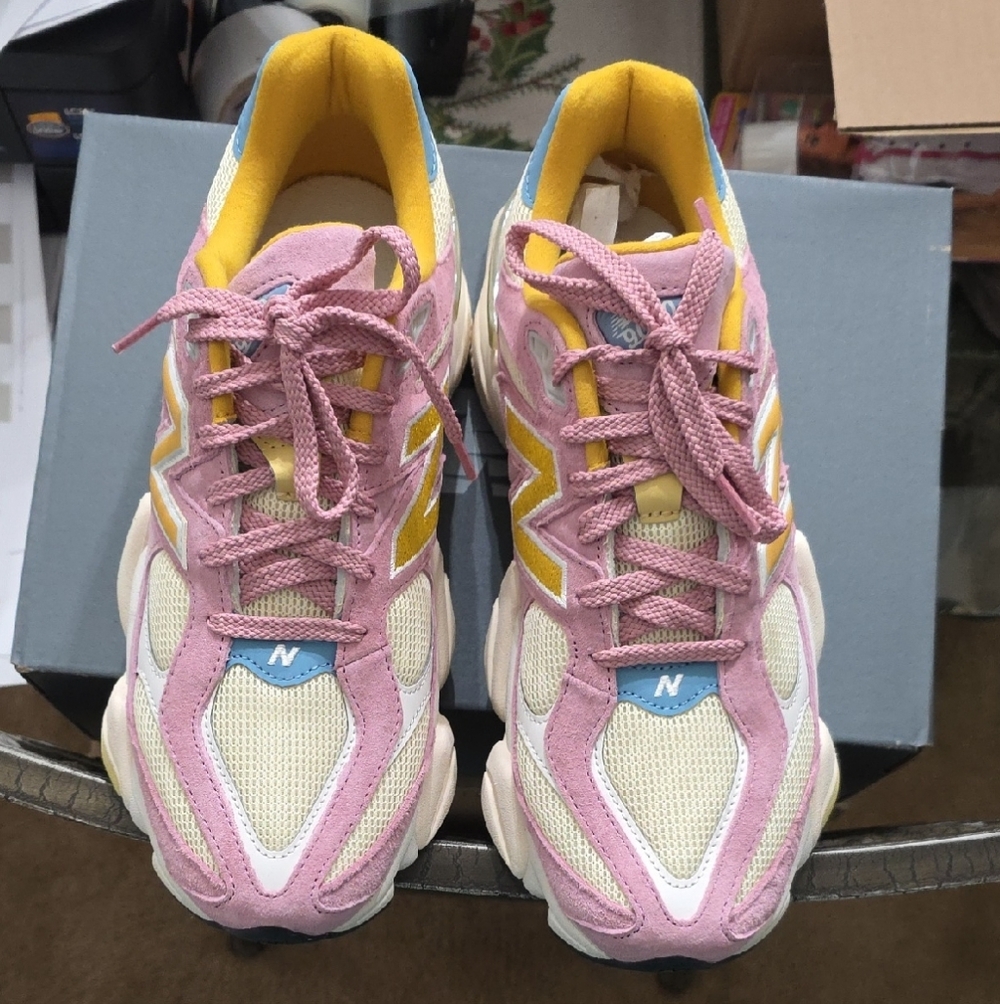 New Balance 9060 Women's Pink and Yellow Sneakers